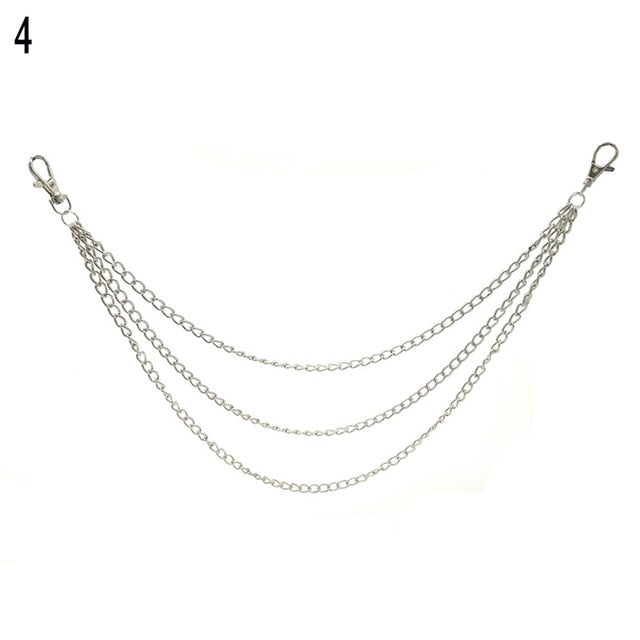 1-3 Layer Rock Punk Hook Trouser Pants Waist Link Belt Metal