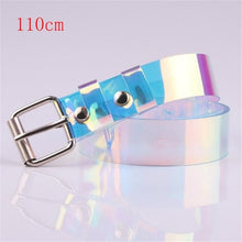 Load image into Gallery viewer, New Laser Women Belt Holographic Clear Waist Belt Metal Pin Buckle  Transparent Waist Belts for Women Belt Waistband 100cm