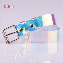 Load image into Gallery viewer, New Laser Women Belt Holographic Clear Waist Belt Metal Pin Buckle  Transparent Waist Belts for Women Belt Waistband 100cm