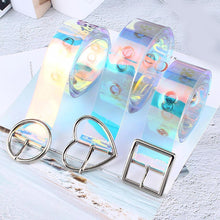 Load image into Gallery viewer, New Laser Women Belt Holographic Clear Waist Belt Metal Pin Buckle  Transparent Waist Belts for Women Belt Waistband 100cm